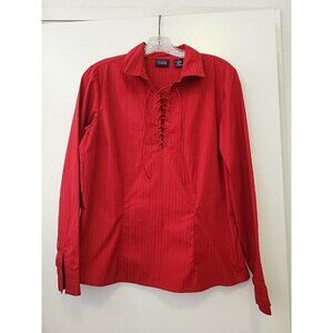 Vintage Hillard & Hanson Women's Lace Up Shirt Pirate Renaissance Red Size 14